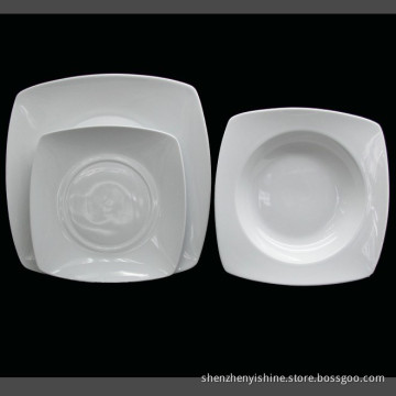 Square White Body Dinner Plates/Ceramic Square Plate in White Body (YSWD021)